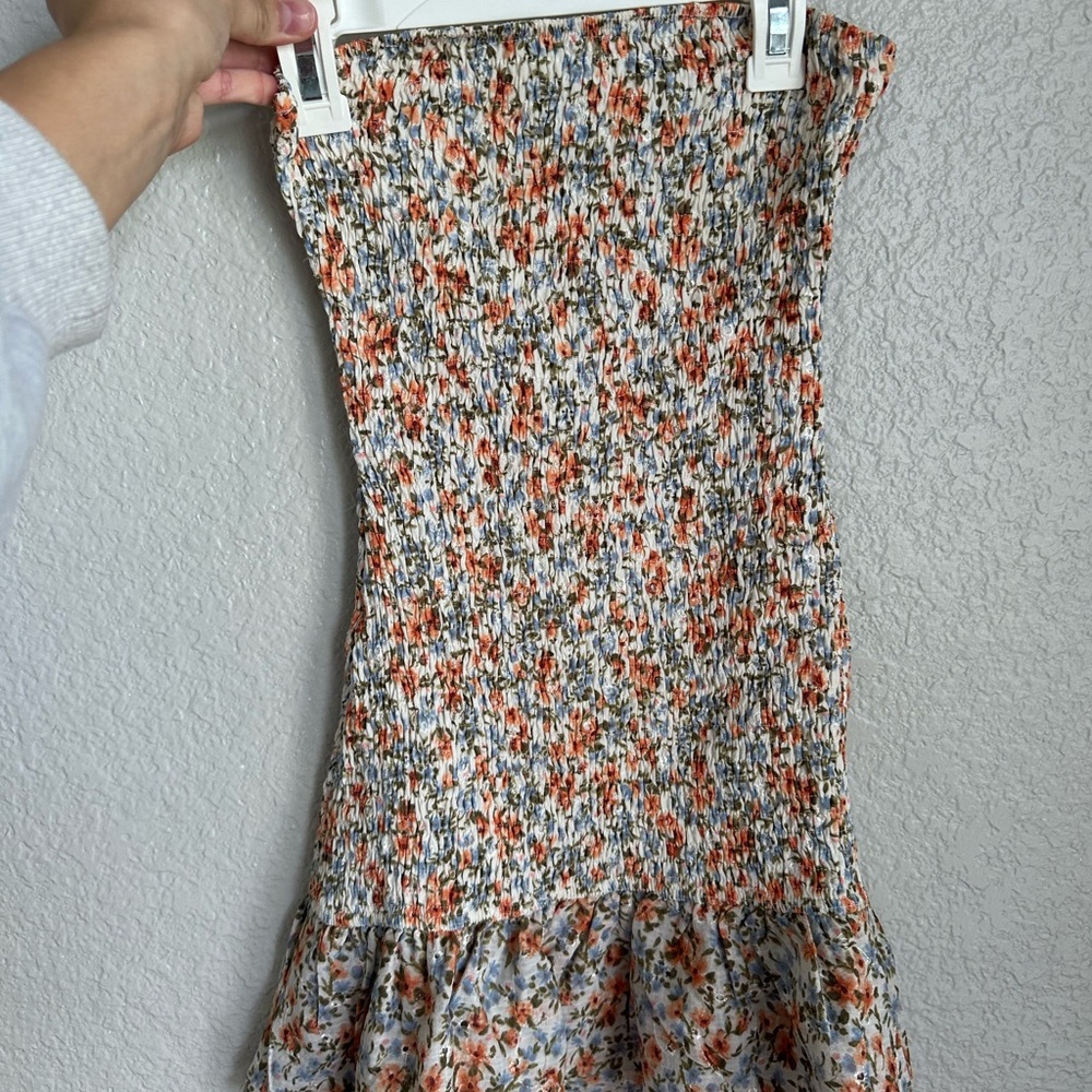 Windsor Floral Smocked Mini Skirt - Orange and Gray